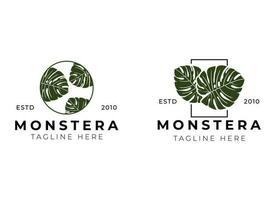 Monstera Logo Design Vector