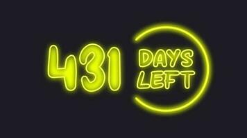 431 day left neon light animated video