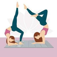 Sports girl. Women doing fitness, yoga and stretching. Slim Girl Doing Fitness.  Women practice sports.  Pilates concept vector