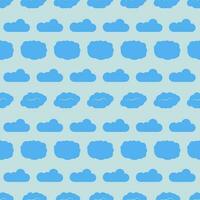 Seamless pattern with clouds on blue sky. Cute endless cloudscape. Vector illustration.
