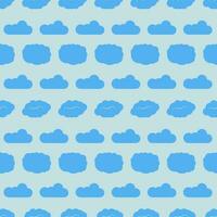 Seamless pattern with clouds on blue sky. Cute endless cloudscape. Vector illustration.