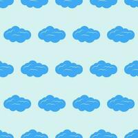 Seamless pattern with clouds on blue sky. Cute endless cloudscape. Vector illustration.