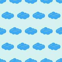 Seamless pattern with clouds on blue sky. Cute endless cloudscape. Vector illustration.