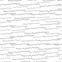 Seamless pattern with black hand drawn doodle wavy lines on white background. Abstract grunge texture. Vector illustration