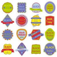 insignias y etiquetas vectoriales de venta de viernes negro. conjunto de pegatinas y pancartas de viernes negro. vector