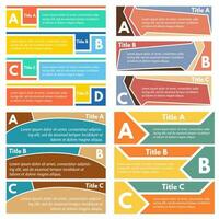 Four sets of three elements of infographic design. Step by step infographic design template. Vector illustration