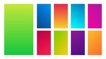 Set of nine colorful gradient backgrounds. Collection of gradients for smartphones screen and mobile apps. Vector illustration.