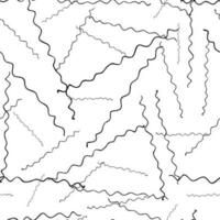 Seamless pattern with black hand drawn doodle wavy lines on white background. Abstract grunge texture. Vector illustration