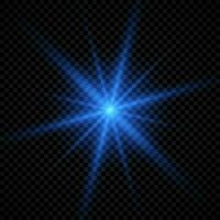 Light effect of lens flares. Blue glowing lights starburst effects with sparkles vector