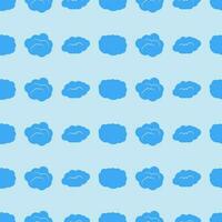 Seamless pattern with clouds on blue sky. Cute endless cloudscape. Vector illustration.
