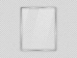 Glass plate in vertical frame isolated on background. Vector illustration.