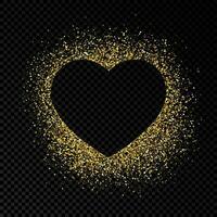 Heart shape frame with golden glitter on dark vector