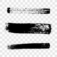 Black grunge brush strokes. Set of three painted ink stripes. Ink spot vector