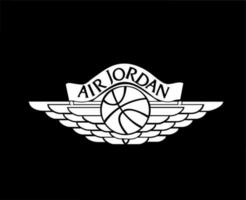 Air Jordan Brand Logo Symbol White Design Clothes Sportwear Vector Illustration With Black Background