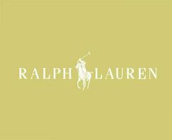 Ralph lauren logo con nombre blanco símbolo ropa diseño icono resumen vector ilustración con oro antecedentes