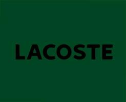 Lacoste Logo Brand Symbol Name Black Design Clothes Fashion Vector Illustration With Green Background