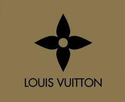 Louis Vuitton Brand Logo Fashion With Name Black Design Symbol Clothes Vector Illustration With Brown Background