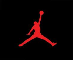 Jordan Brand Logo Symbol Red Design Clothes Sportwear Vector Illustration With Black Background