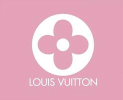 Louis Vuitton Logo Brand With Name White Symbol Design Clothes Fashion Vector Illustration With Pink Background