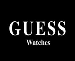 Guess Watches Brand Logo Symbol White Design Clothes Fashion Vector Illustration With Black Background