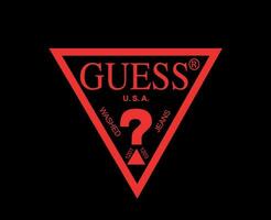 Guess Brand Logo Symbol Red Design Clothes Fashion Vector Illustration With Black Background