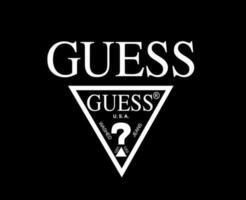 Guess Logo Brand Symbol White Design Clothes Fashion Vector Illustration With Black Background