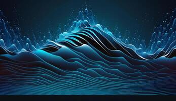 Abstract modern dark blue digital wave background, photo