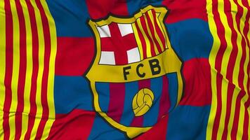 Futbol Club Barcelona, FCB Flag Seamless Looping Background, Looped Bump Texture Cloth Waving Slow Motion, 3D Rendering video