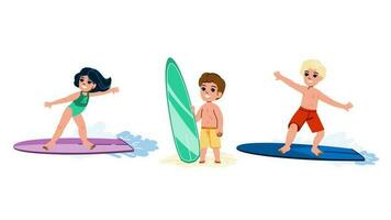 surfing kid vector