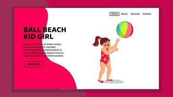 ball beach kid girl vector