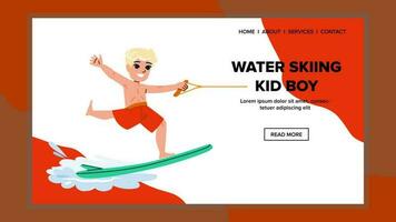 water skiing kid boy vector