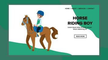 horse riding boy vector