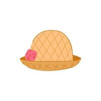 ilustración de vector de dibujos animados de sombrero de paja de moda