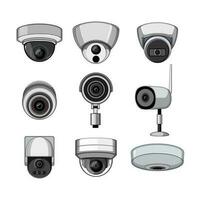 ip camera set cartoon vector illustration