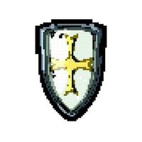 crest medieval shield game pixel art vector illustration