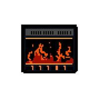 home fireplace game pixel art vector illustration