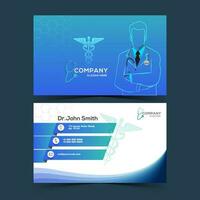 Healthcare company card or horizontal template design in front and back view. vector