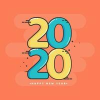 Flat Style Yellow and Blue 2020 Text on Orange Background. vector