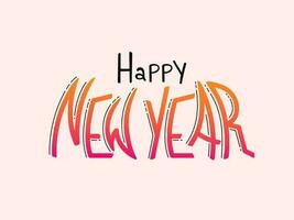 Stylish Lettering of Happy New Year on Pale Pink Background. vector