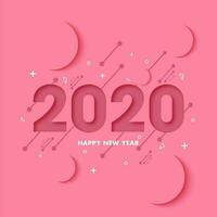 Paper Cut Style 2020 Text and Circles Decorated on Pink Abstract Background. vector