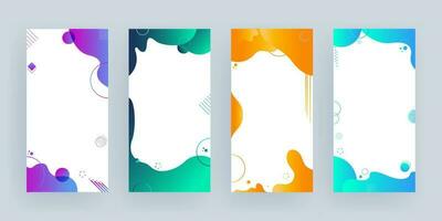 Collection of different color fluid art effect background with space for your message on white background. vector