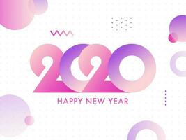 Happy New Year 2020 text and abstract element on white background can be used as greeting card design. vector