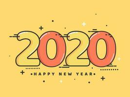 Yellow Background with 2020 Text for Happy New Year Celebration. vector