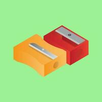 3D illustration sharpener on green background. vector