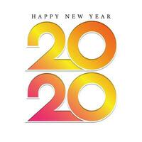 Golden and pink gradient paper text 2020 on white background for Happy New Year celebration concept. vector