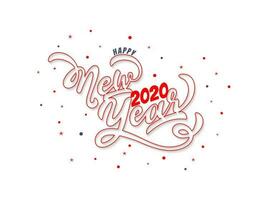 Calligraphy text Happy New Year in line art on white background for 2020 celebration. Can be used as greeting card design. vector