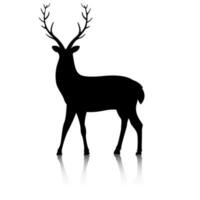 Silhouette of reindeer character standing on white background. vector