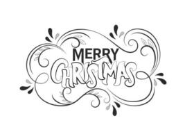 garabatear estilo alegre Navidad texto con decorativo remolino modelo en blanco antecedentes. lata ser usado como saludo tarjeta diseño. vector