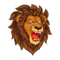 Roaring Lion character on white background. vector