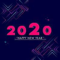 2020 Happy New Year text on abstract blue background can be used as greeting card design. vector